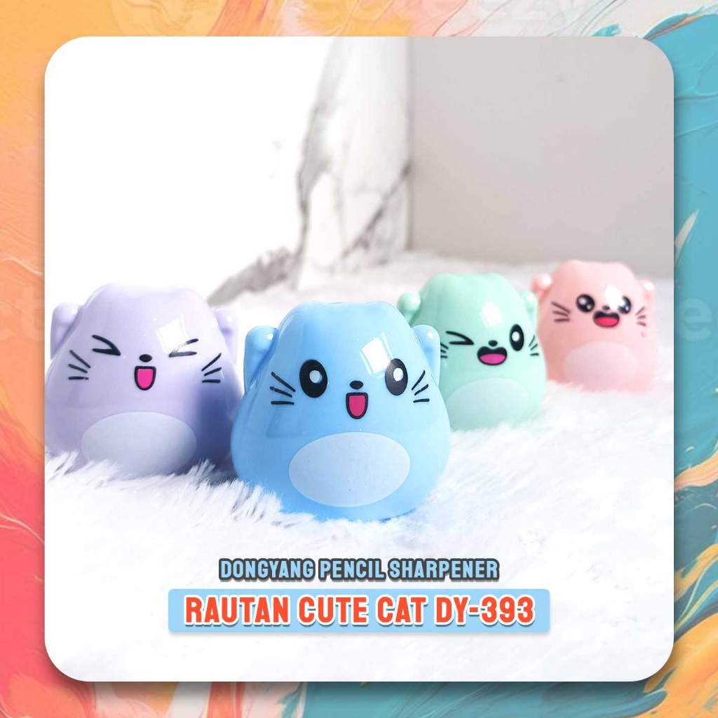 

Rautan Cute Cat DONGYANG / Pencil Sharpener DY-393 / Rautan Pensil Kucing Miaw Lucu Pastel Pink Blue Green Purple