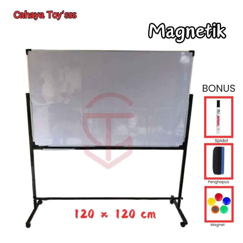 

Papan Tulis Whiteboard Standing Magnetik 120 × 120 cm