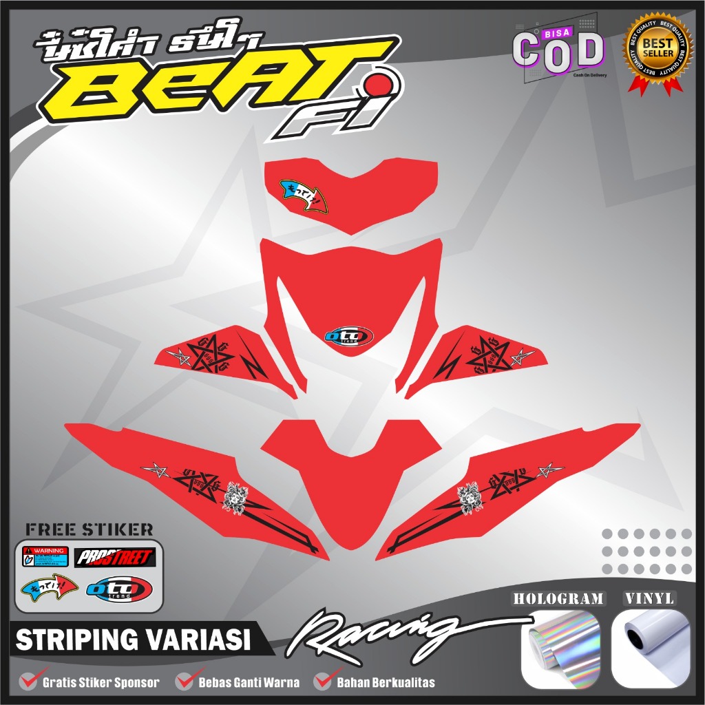 STIKER STRIPING LIST VARIASI MOTOR MODIFIKASI BEAT FI