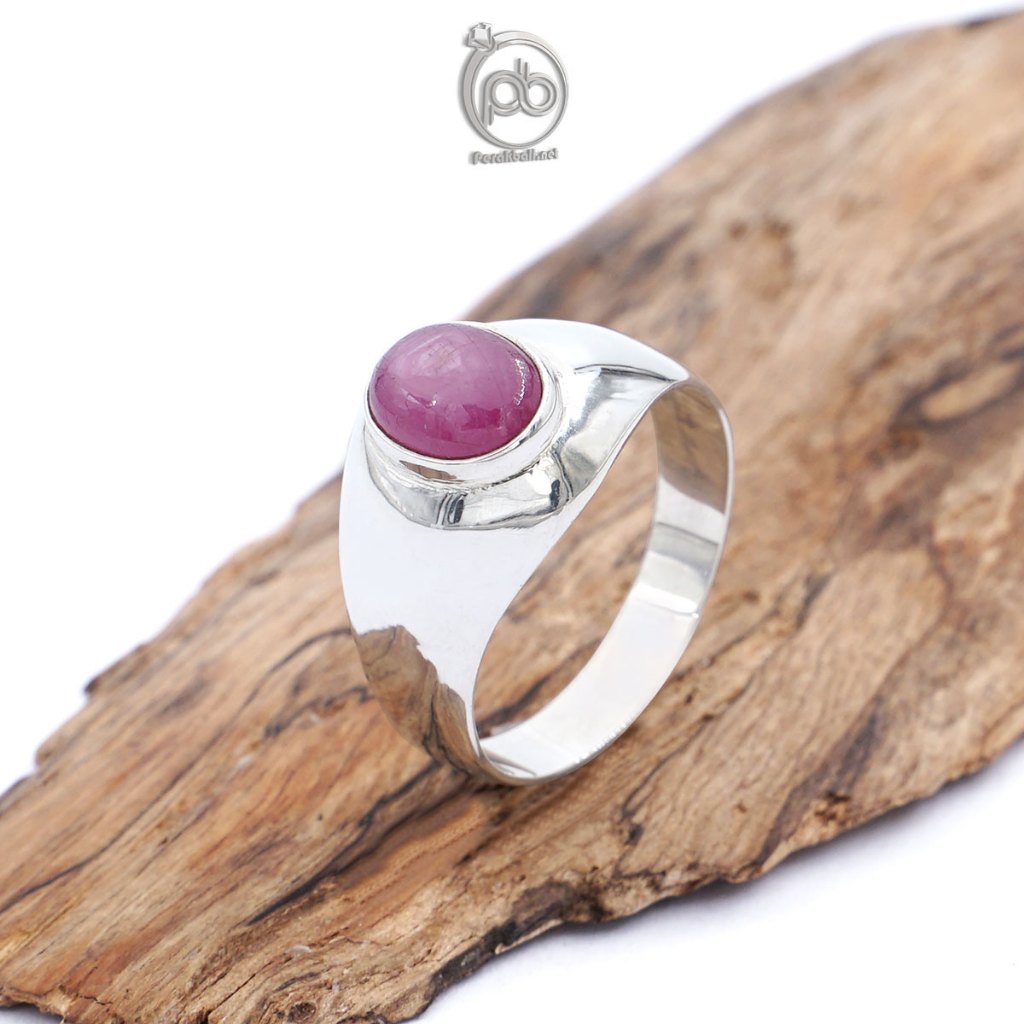 Cincin Ruby Merah Johnson Signet Pria Perak 925 Klasik Elegan Rubiro