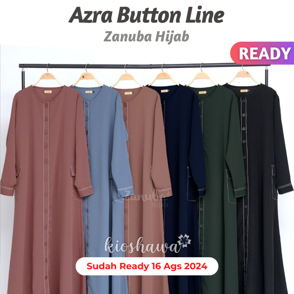 AZRA BUTTON LINE Zanuba Hijab Official Jilbabsyarie . Gamis Daily Dress Polos Line Azra Lux Terbaru 