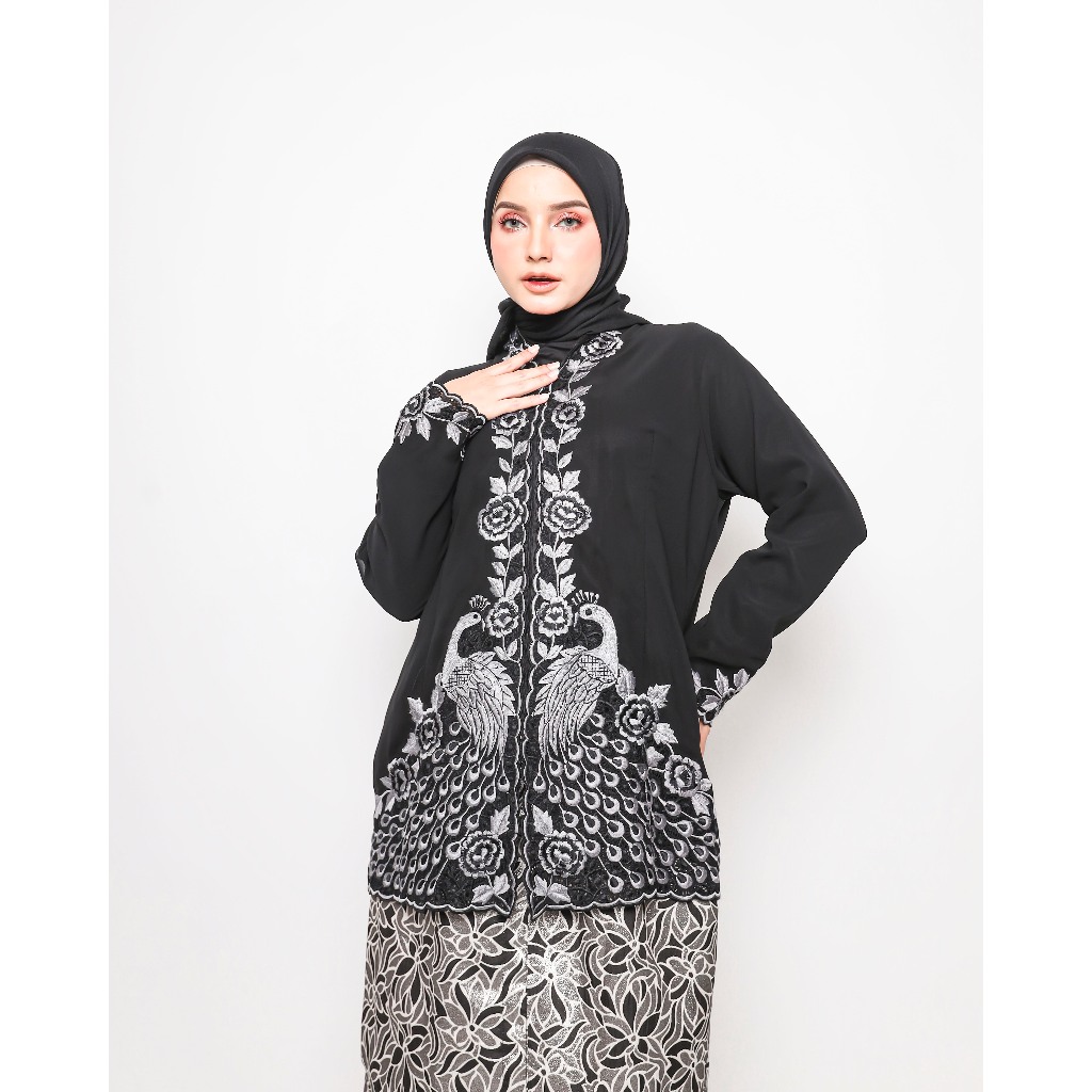 Pusat Bordir Tasikmalaya - Kebaya Bordir Handmade Line A tangan panjang Kebaya Encim SIFON merak