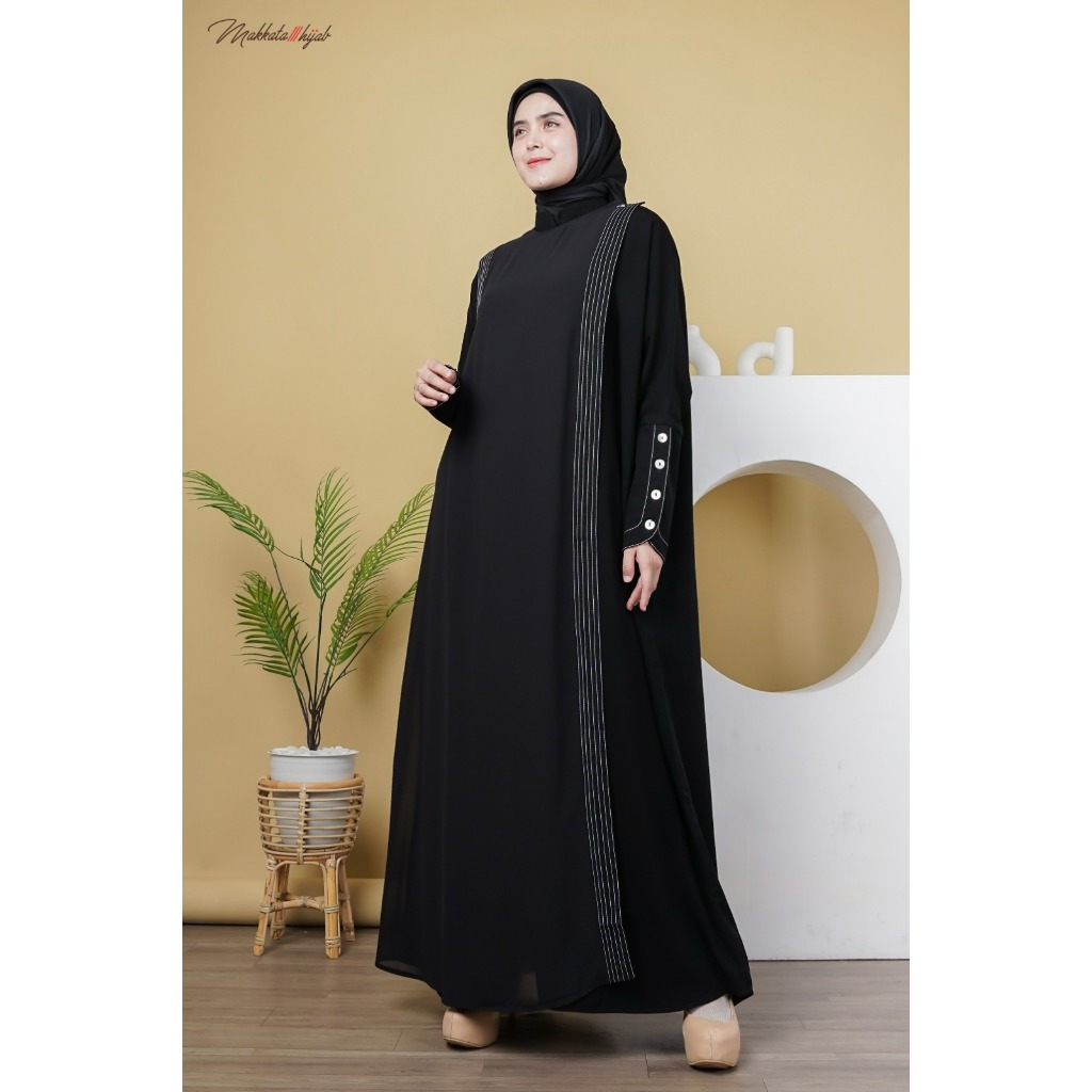 Zareen Dress Gamis Wanita Jetblack Kekinian Premium Elegan Cantik Mewah Butik Original Makkata Hijab