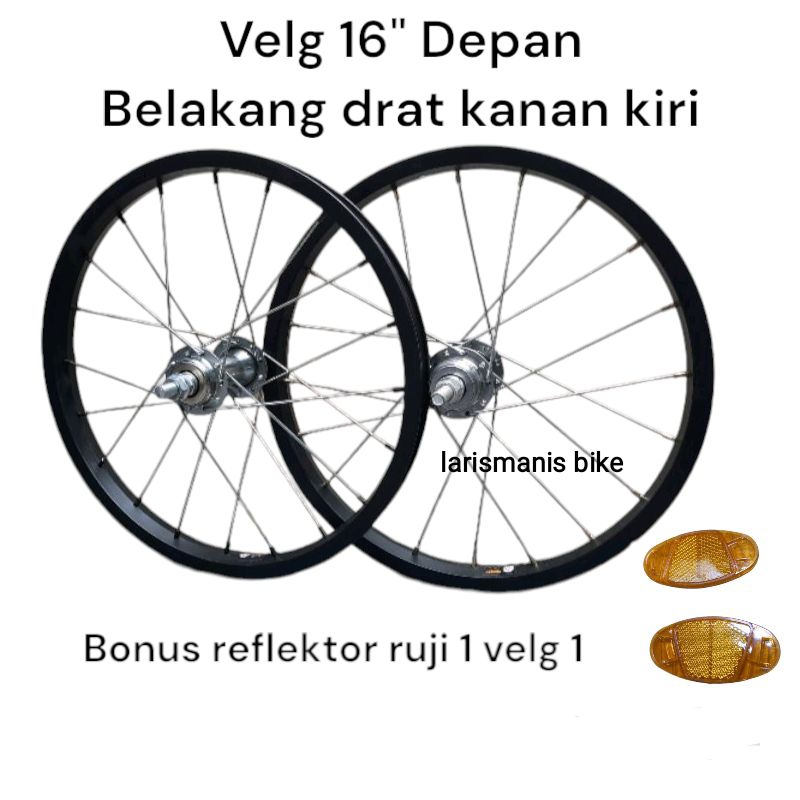 Roda sepeda anak ring 16 Aloy velg sepeda ring 16 bmx mini lipat hitam