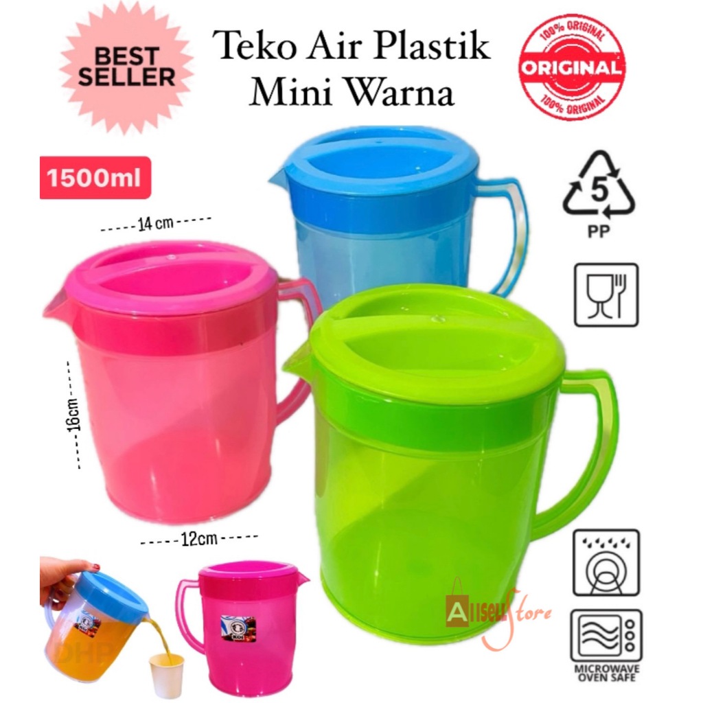 (BISA COD) PROMO Teko Air Plastik Warna 1,5 Liter Water Jug / Teko Plastik / Teko Minum / Ceret Air 