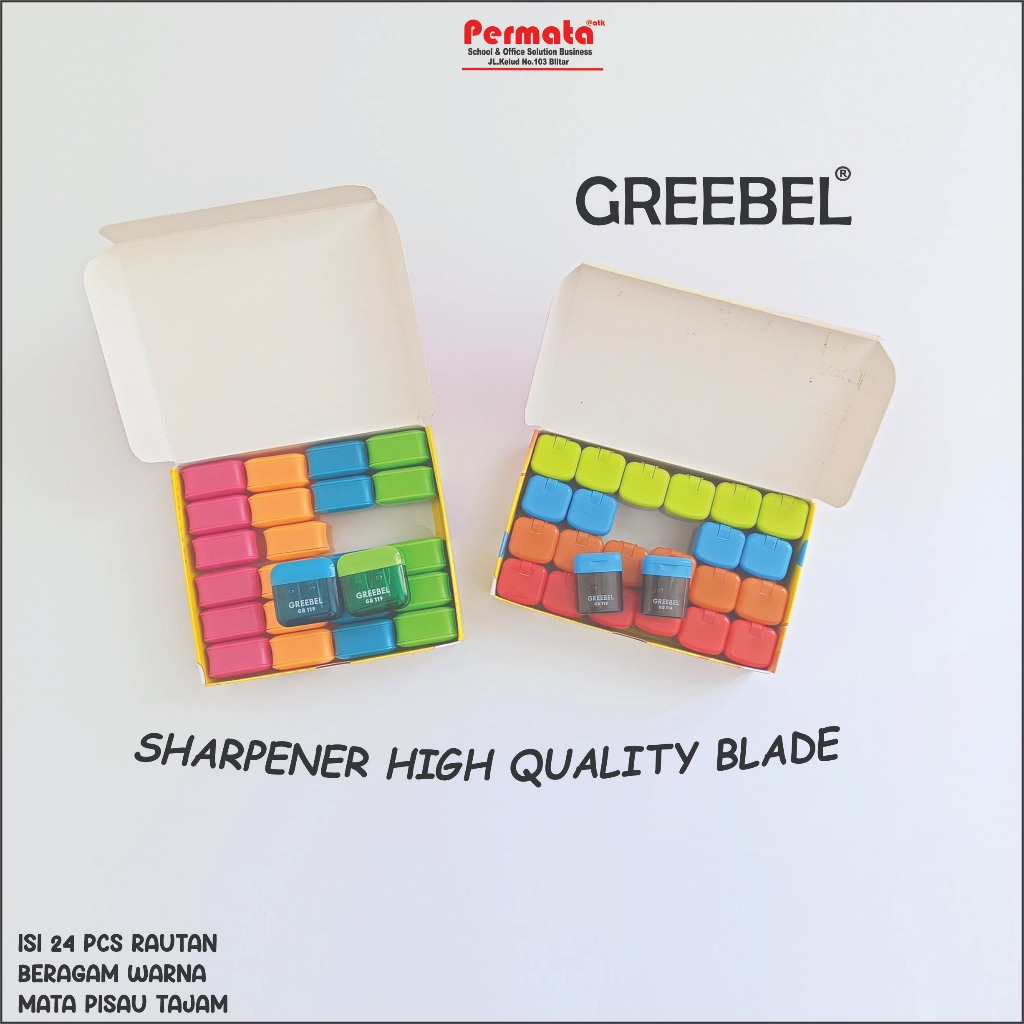 

GREEBEL SHARPENER 119 Dan 118 /Serutan/Rautan anak sekolah lancip anti patah/2 Lubang