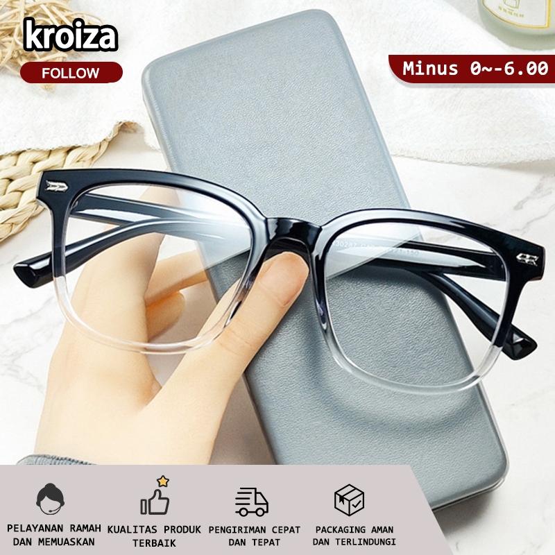 Photocromic minus 2 in 1 Bluecromic kaca mata antiradiasi kacamata minus  kacamata wanita minus