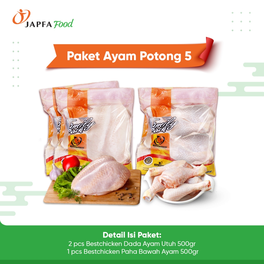 

Paket Ayam Potong 5 - Bundling Bestchicken Dada Ayam Utuh & Paha Bawah Ayam