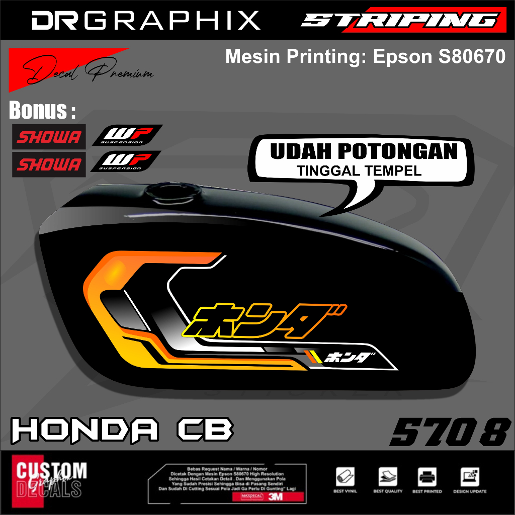 Stiker Striping Variasi CB 100 Glatik CB 100 Herex Klasik Bahan Vinyl Glossy