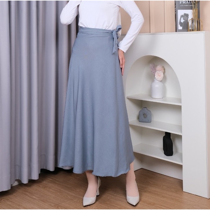 Davina Skrit Lilit | Rok Flare Wanita | Rok Lilit Style Korea