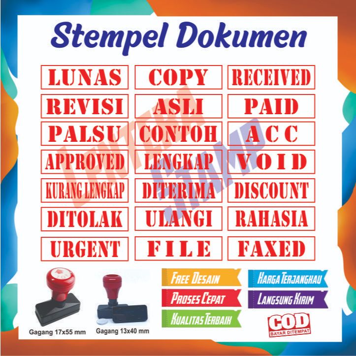 

Stempel Dokumen / Lunas / Paid / Received /Asli