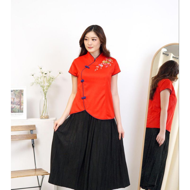 atasan baju cheongsam imlek shanghai wanita listnavy