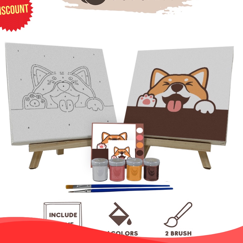 

WAH Paint By Number Kit Shiba Inu Doge Cocoartid I Kanvas 2 x 2 cm