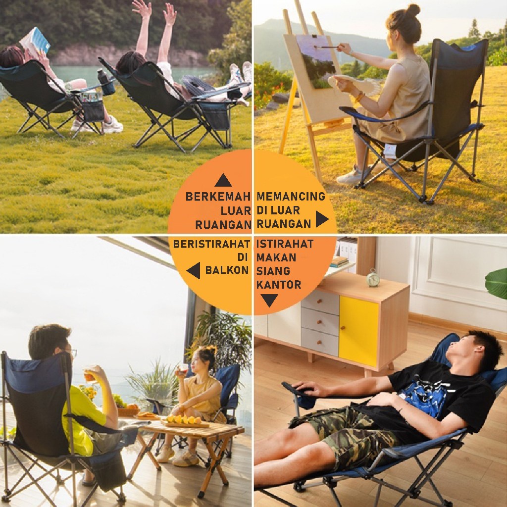 RB WTHB Outdoor Kursi Lipat Outdoor Portabel Kursi Lipat Lengthen Moon Kursi Pantai Lipat Portable