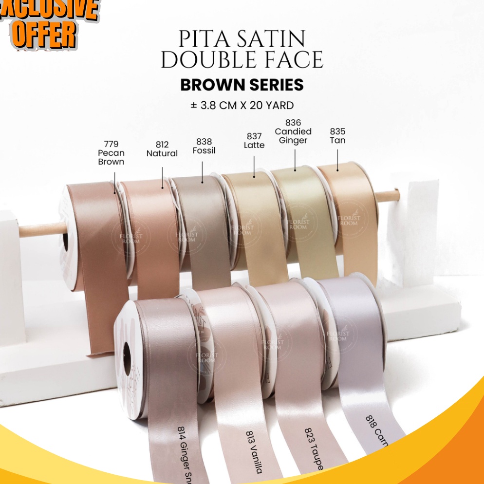 

SERU Pita Satin Double Face Brown Series 38cm x 2yard Pita Satin