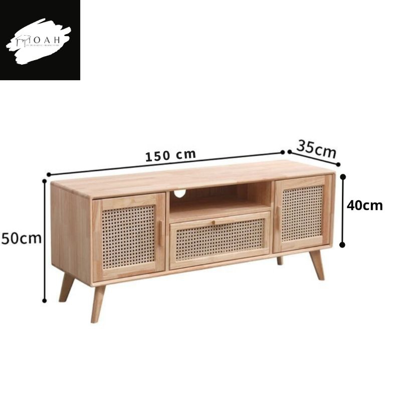A9 meja rak tv serbaguna anyaman rotan minimalis modern