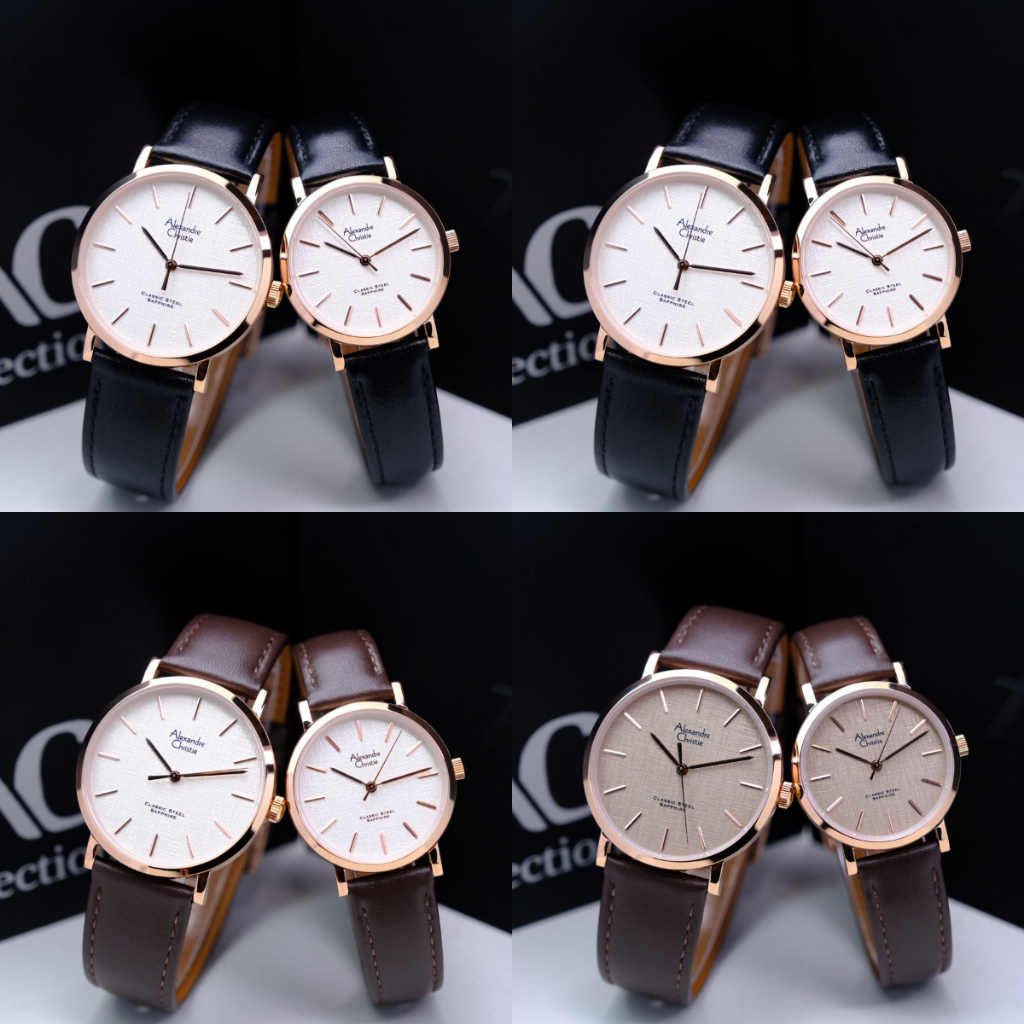 ORIGINAL Jam Tangan Couple Pria/Wanita Alexandre Christie AC 8698 / AC8698 Garansi 1 Tahun - Tali Ku