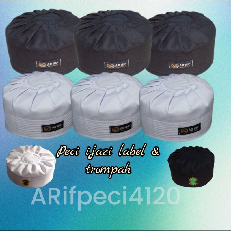 kopiah / peci izaji/ songkok putih /model peci habib syeh/ kopiah bulat pria dewasa - peci kopiah pu