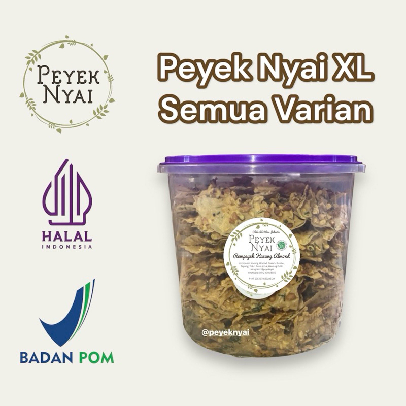 

Peyek Nyai - Rempeyek XL Semua Varian (Toples 5L) | Peyek Kacang | Peyek Teri Medan | Peyek Udang | Peyek Cabai | Peyek Kacang Hijau | Peyek Kedelai Hitam | Peyek Almond | Peyek Kacang MedeL