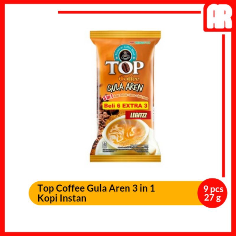 

Top Coffee Gula Aren Tubruk 3 In 1 Kopi Instan 9 x 27g | AR Ostore