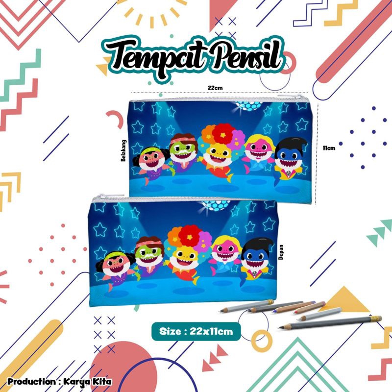 

tempat pensil/kotak pensil karakter anak BABY SHARK 03 bahan import kualitas premium