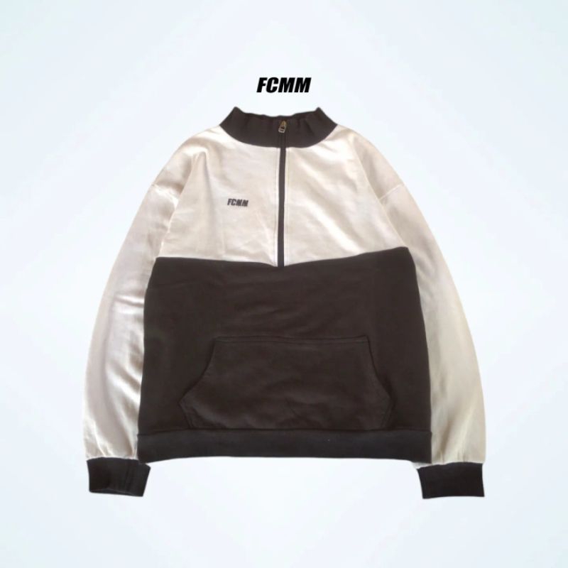 JAKET SWEATER HALFZIP FCMM BLACK WHITE