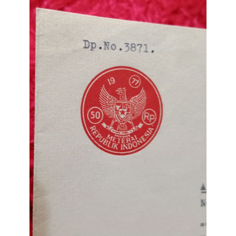 

Kertas Zegel Indonesia Bekas isi 50 Rupiah Tahun 1977 Double