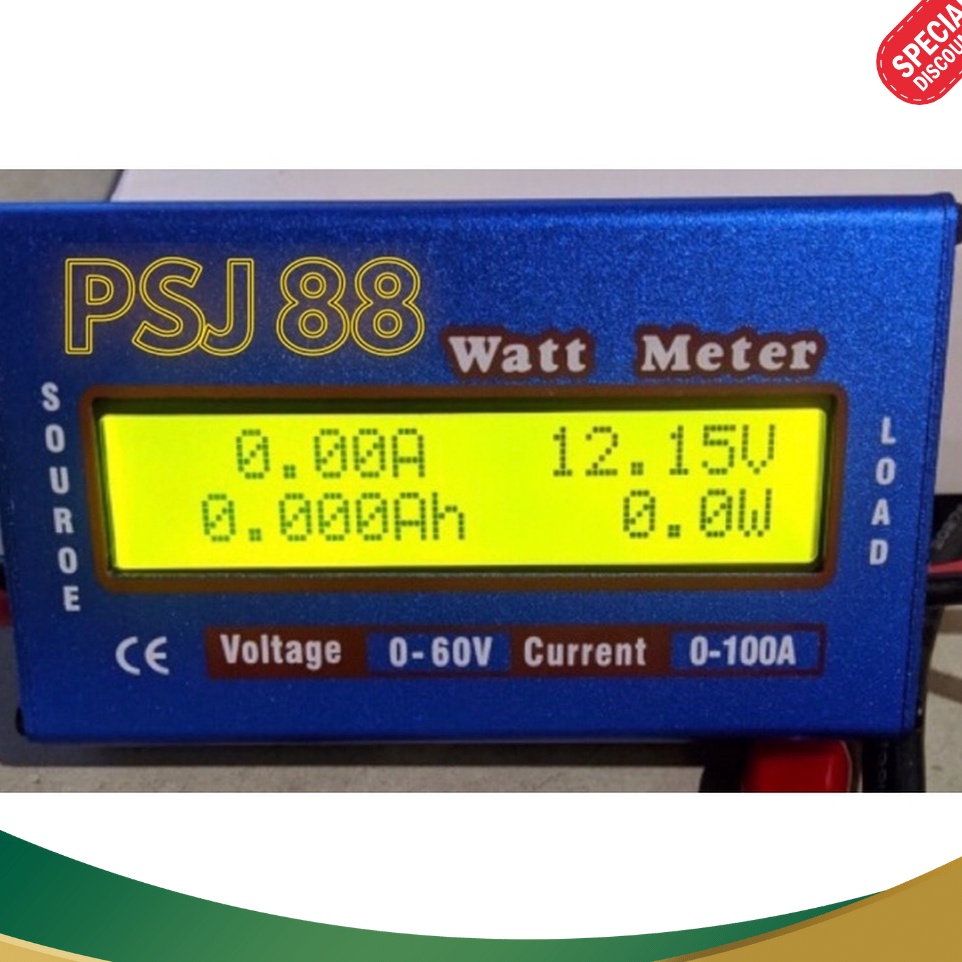 SPONTAN Digital Watt Meter DC 6V 1A LCD Display Ampere Voltage Meter