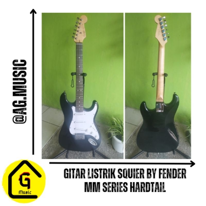 Gitar Listrik SQUIER By Fender MM Series Hardtail Black Original Second Stratocaster SSS