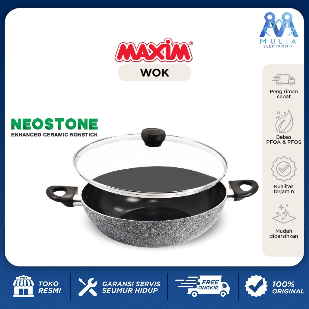 Maxim Neostone Wok Ceramic 30 cm WAJAN MAXIM NEOSTONE WOK / WAJAN KERAMIK 30 TERMURAH