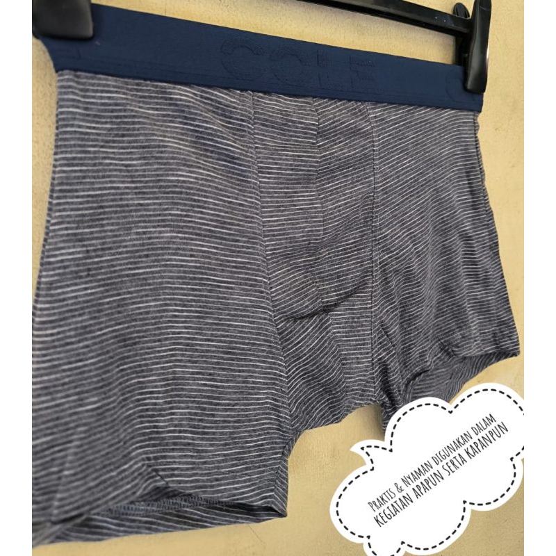 Underwear Cole Boxer Active Pria Tipe Setrip Bahan Katun Tanpa Box