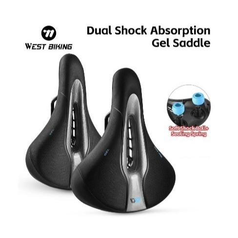 West Biking Sadel Sepeda Lipat MTB Gunung Gel Lebar Empuk Lubang Hollow