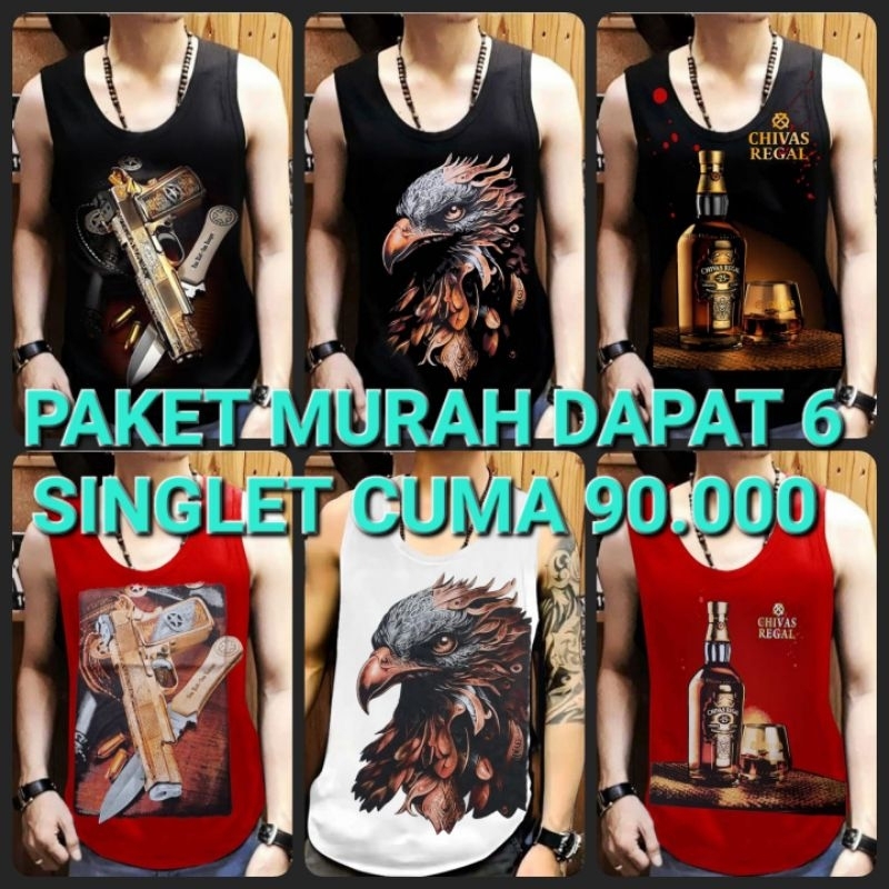 PAKET MURAH DAPAT 6 SINGLET LOKAL 02 (ORDER 1 AJA SUDAH DAPAT 6PCS )kaos dalam terbaru singlet Pria 