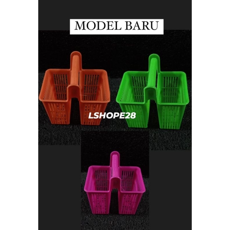 Tempat sendok double / tempat sendok dobel / tempat sendok gantung / tempat sendok garpu dua sekat p