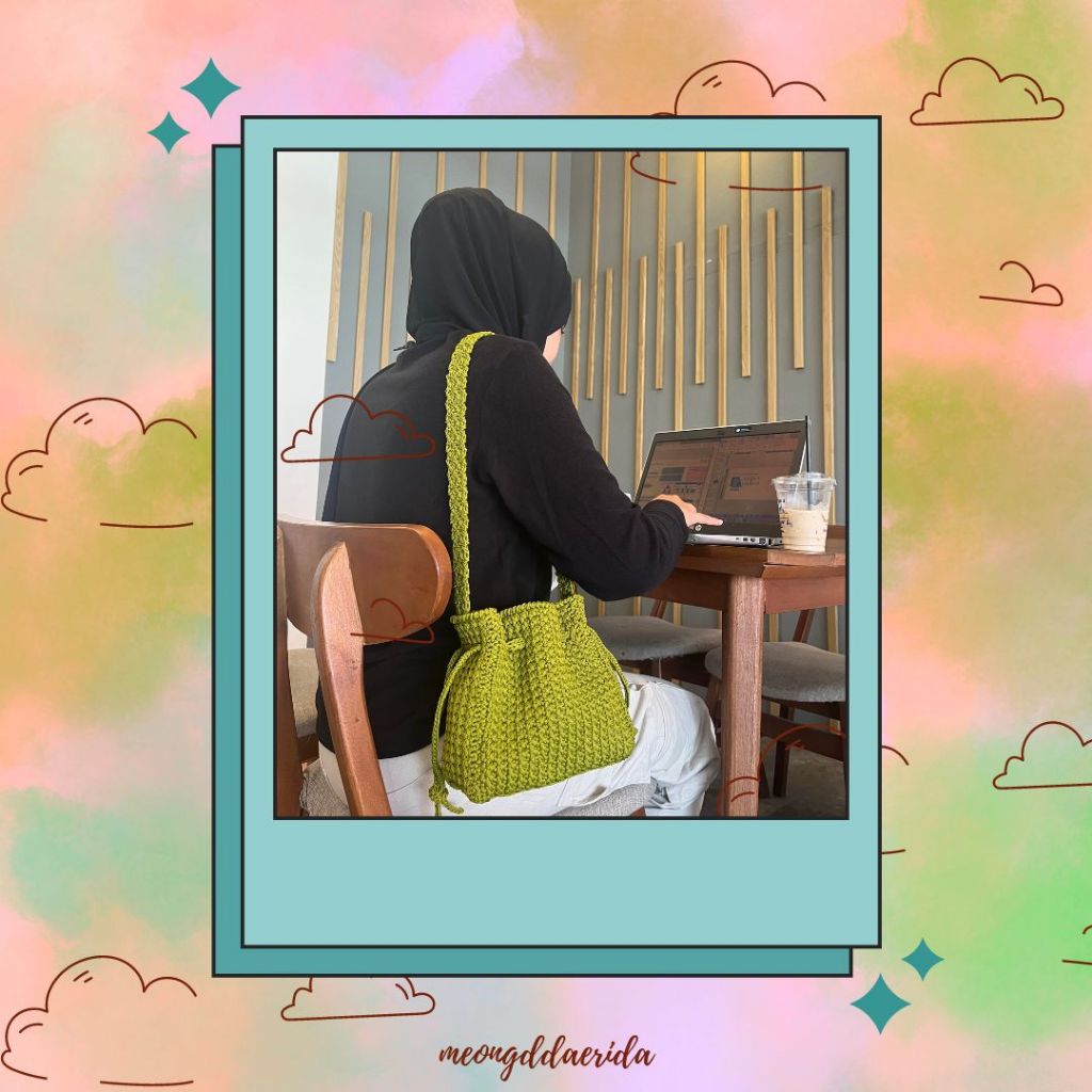 Crochet Bucket Bag | Tas Rajut Serut | Crochet Shoulder Bag | Handmade
