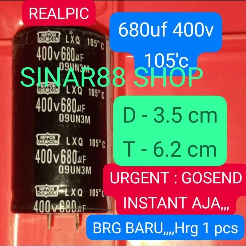 680uf 400v 680mikro 680uf400v 680mikro400v  CAPASITOR KAPASITOR ELCO EKO ELKO ECO PSU POWER AMPLIFIE