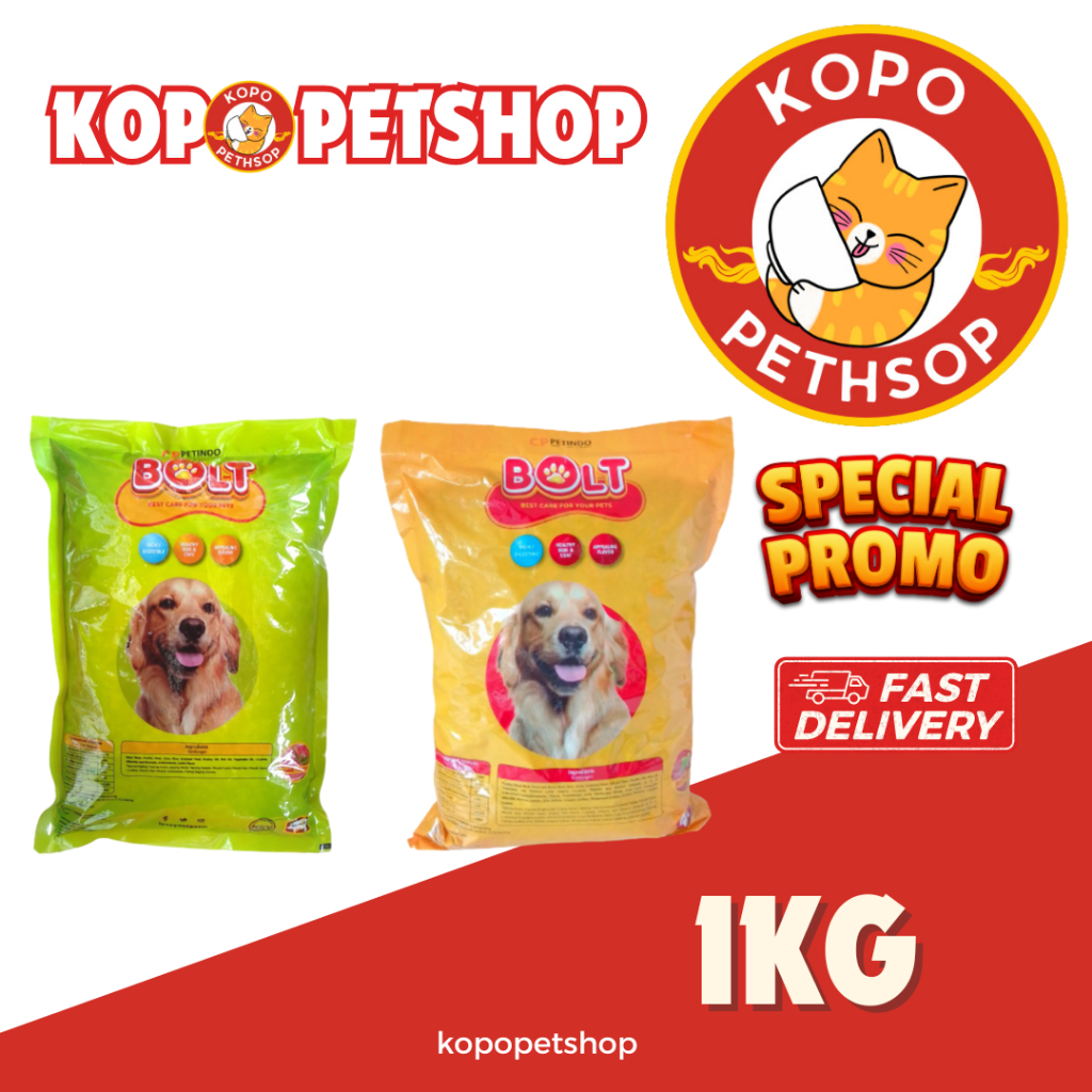 BOLT DOG BEEF 1KG makanan anjing bolt