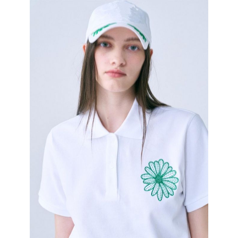 Kaos Polo Shirt Wanita Logo Motif Bunga