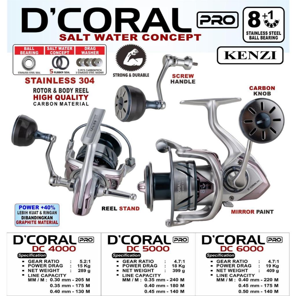 REEL KENZI D'CORAL & DCORAL PRO BODY CARBON with REEL STAND SW REEL 1000 2000 3000 4000 5000 6000