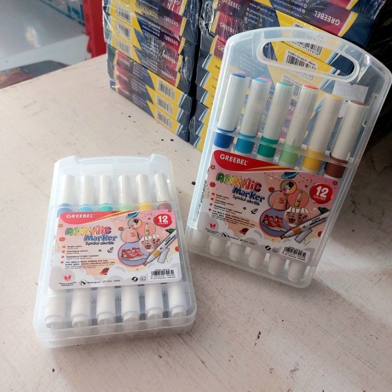 

GREEBEL Acrylic Marker Single Head / Spidol Sketsa / Sketsa Markers Set / Marker Set / Spidol Warna Warni 12 warna