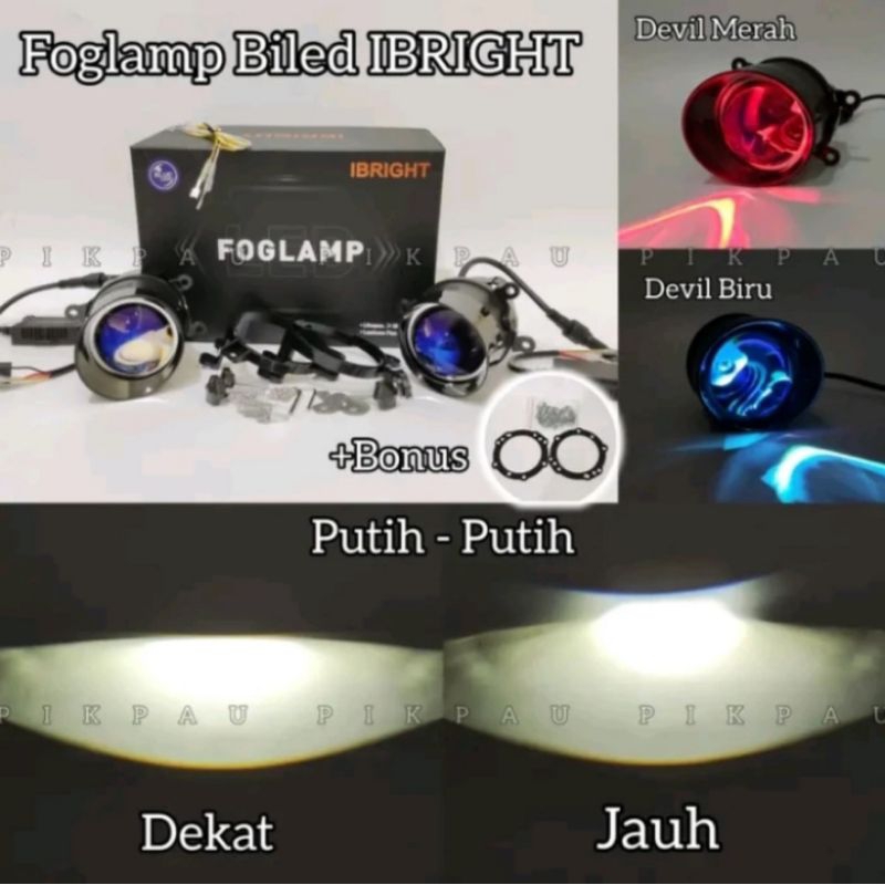 IBRIGHT Sepasang Lampu Biled Foglamp 3 INC New Original C990 Blue