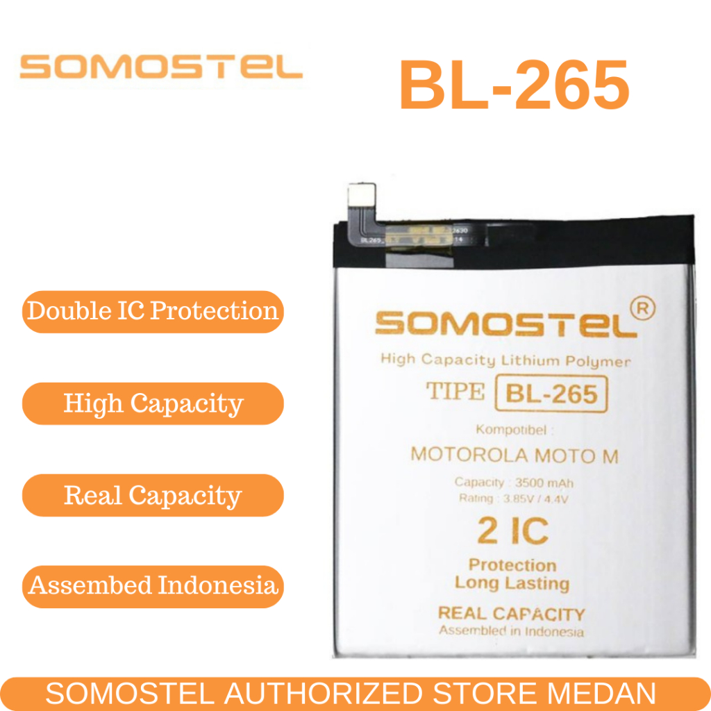 Batre Batrai Baterai Original Somostel BL265 for Motorola Moto M