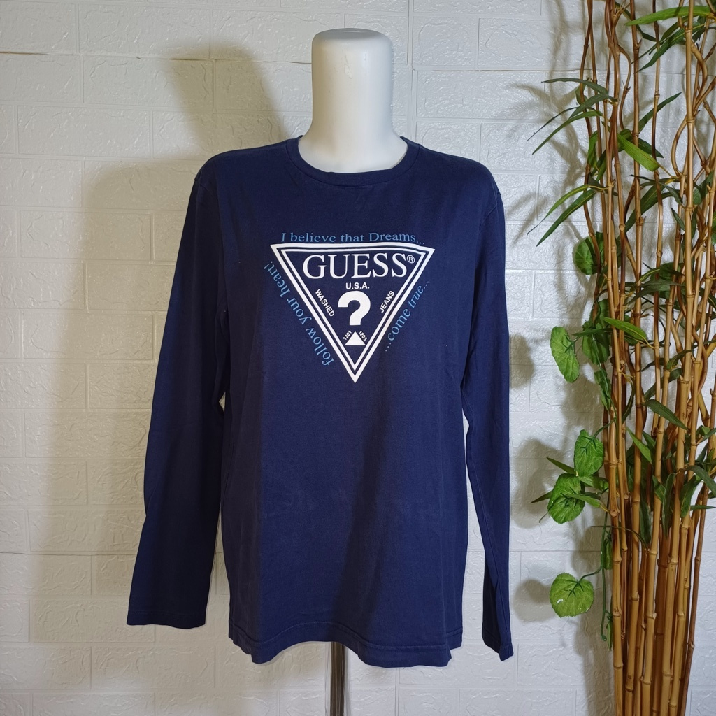 LONGSLEEVE GUESS TRIANGLE LOGO (SECOND BRANDED) ORIGINAL, SIZE S, DONGKER, TS0428