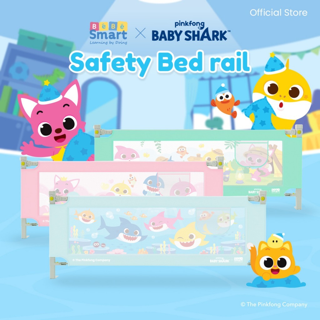 BEBE SMART Bedrail Baby Shark / Pagar Kasur Pengaman Bayi / Pembatas Kasur Pagar Bayi / Pagar Bayi S