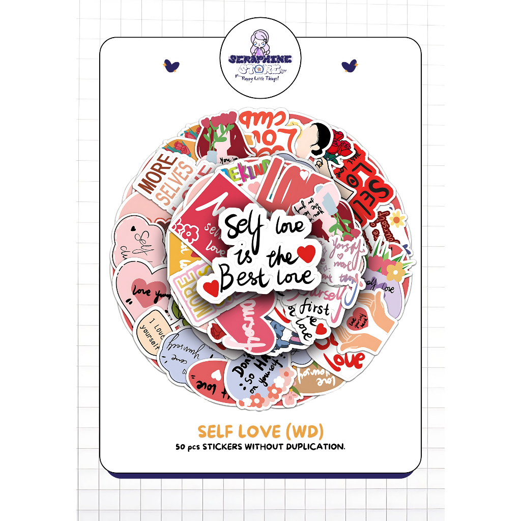 

STICKER PACK DAILY VINYL WATERPROOF | SELF LOVE 50PCS | DECORATION STICKER for Tumbler Koper Laptop Helm Casing