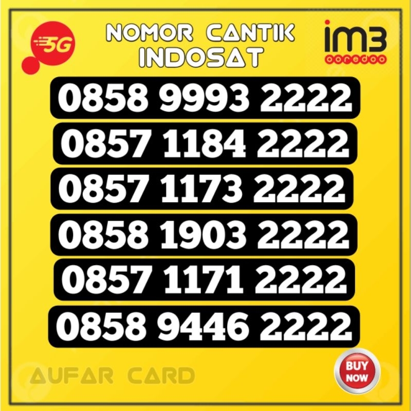 Nomor Cantik Indosat Im3 Kwartet 2222 Ekor 2222 Belakang 2222