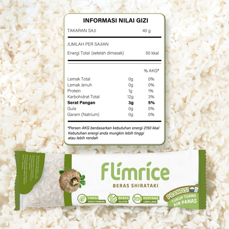 

1 Sachet FLIMRICE BERAS NASI SHIRATAKI BY FLIMTY AROMA PANDAN