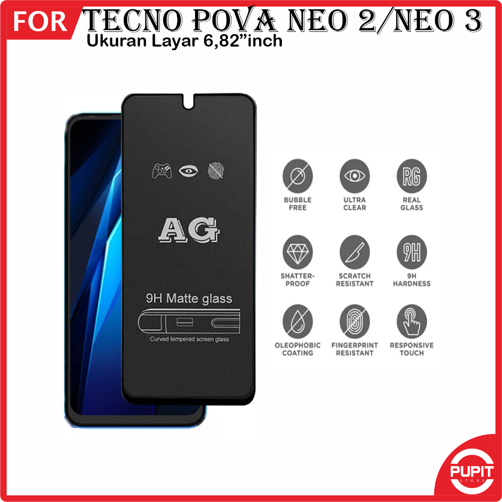 Anti Gores Tecno Pova Neo 2/3 Pova 2/3 Tempered Glass Pelindung Layar  Full Cover