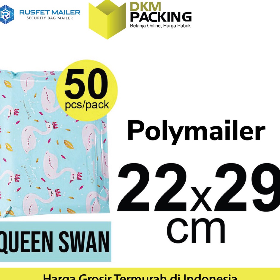 

Grosir YBKP Polymailer 22cm x 29cm Polimailer Amplop Plastik Packing RUSFET Motif Swan PACK F75 Buruan Beli