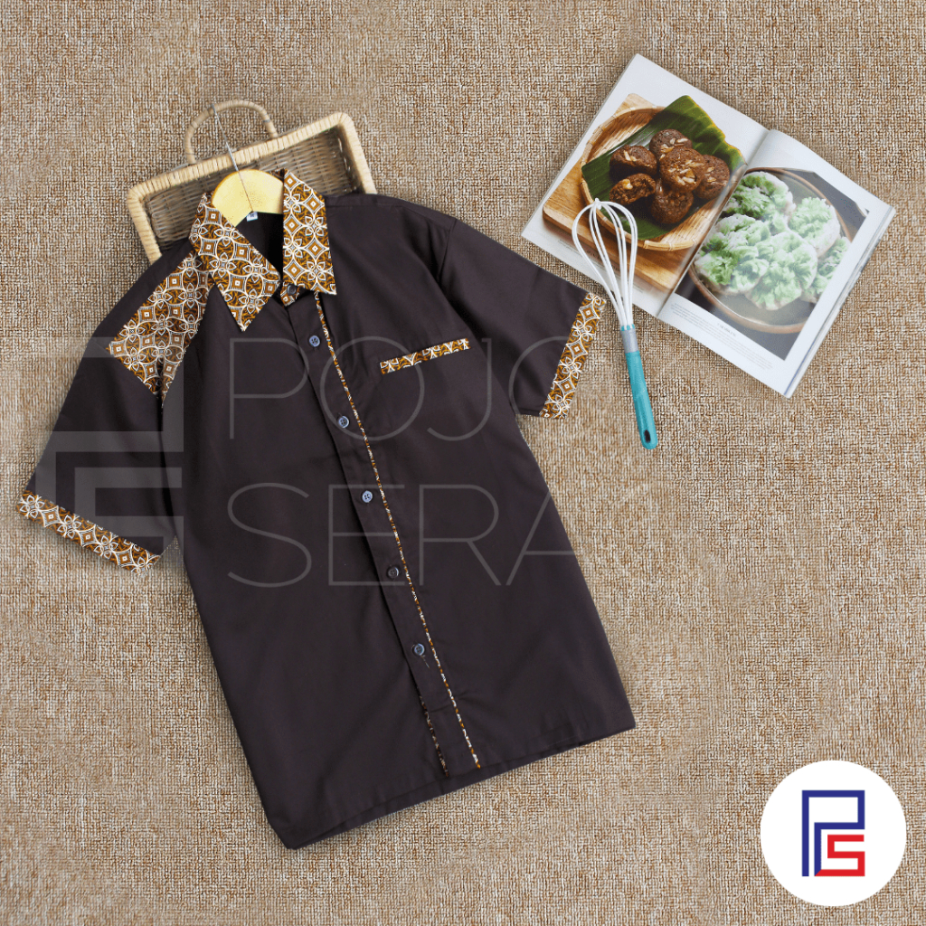 Kemeja Batik | Drill Kombinasi Batik | Baju Batik Pria | Batik Lengan Pendek | Baju Batik Kombinasi 